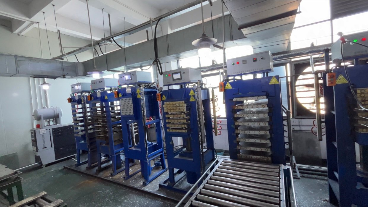 Hot pressing machines for pickleball paddle production at WINNEX