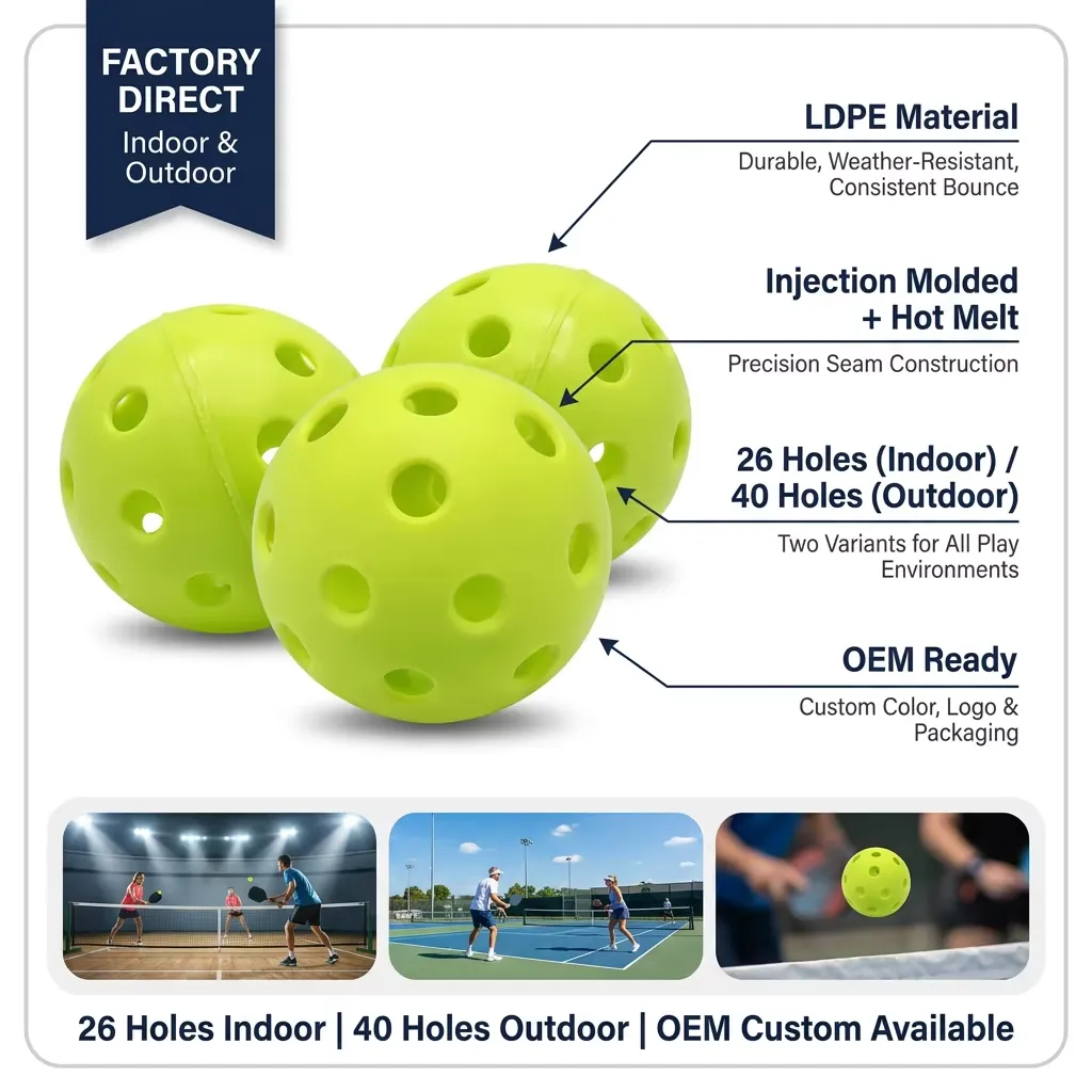 Outdoor Pickleballs PE Pickleball 74mm Multicolor Pickleball Balls Custom Colors LOGO